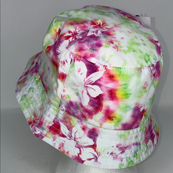 NWT Women’s Hurley Floral print Tie-Dye Bucket Hat - Pink and Green - Picture 6 of 8